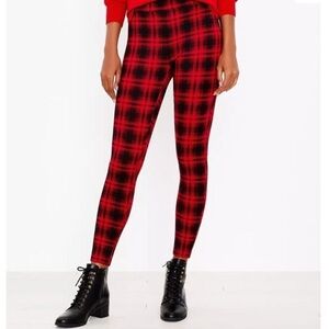 LOFT Red & Black Buffalo Plaid Ponte Leggings